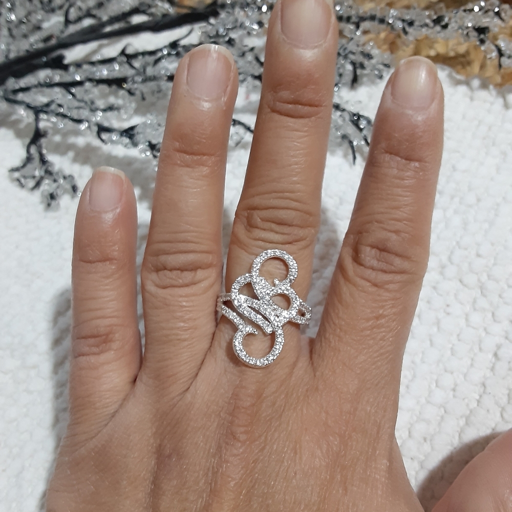 Sterling Silver Rhinestone Ring - image 1